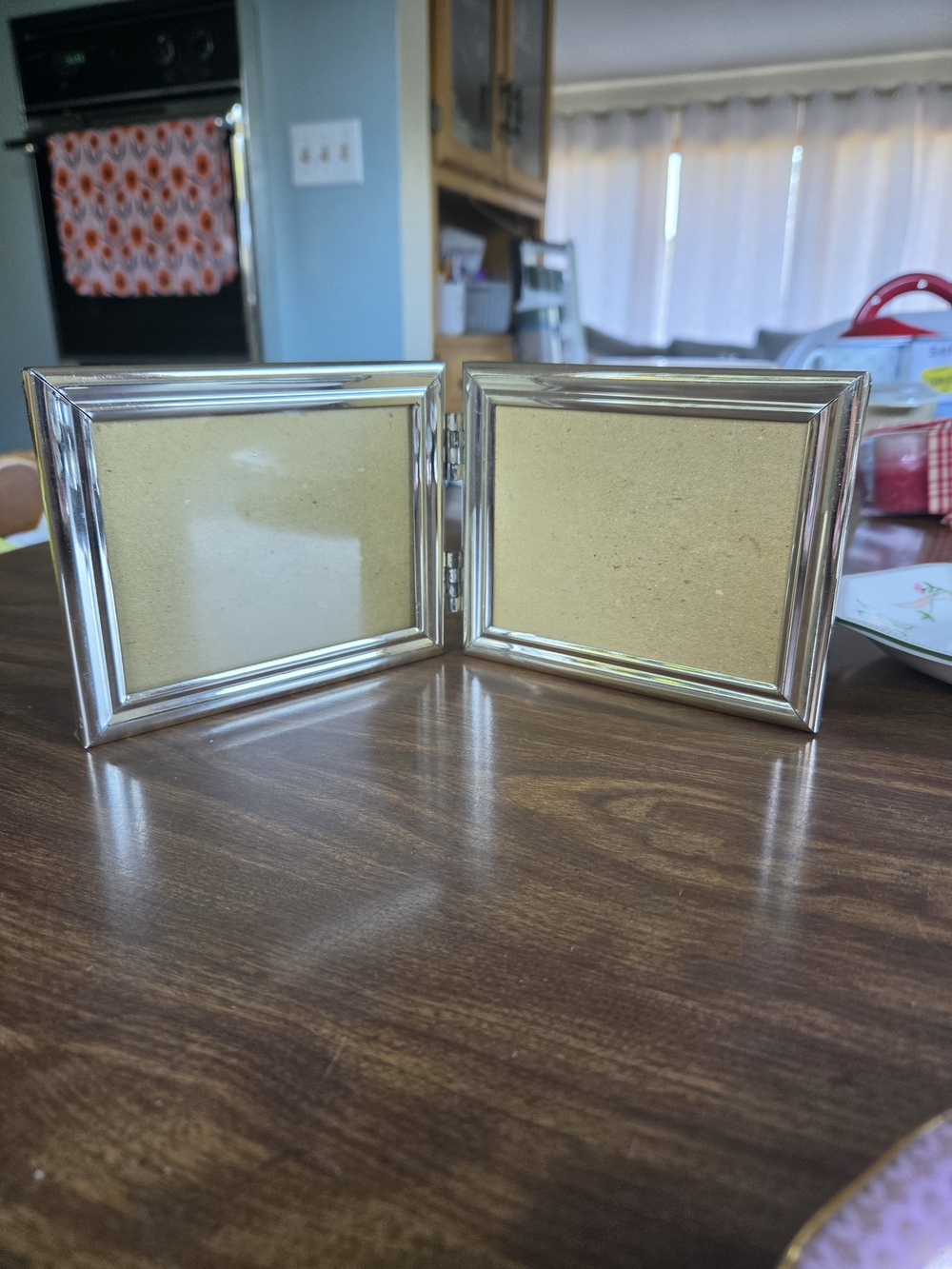 Source Unknown Silver Double Hinged Picture Frame